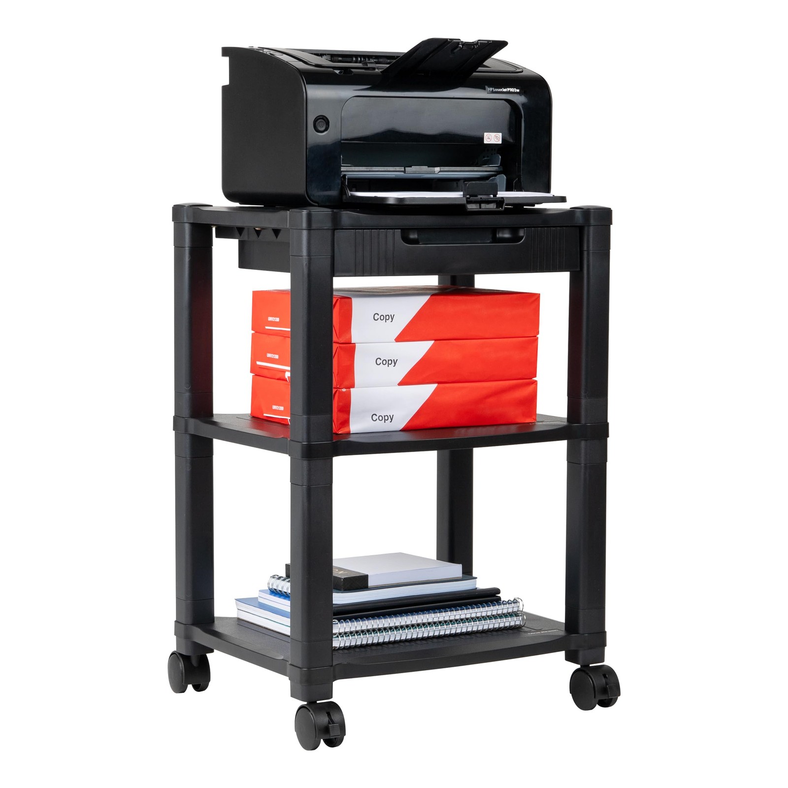 Mind Reader Compact Rolling Printer Cart Stand 2-3 Tier Black Home Office