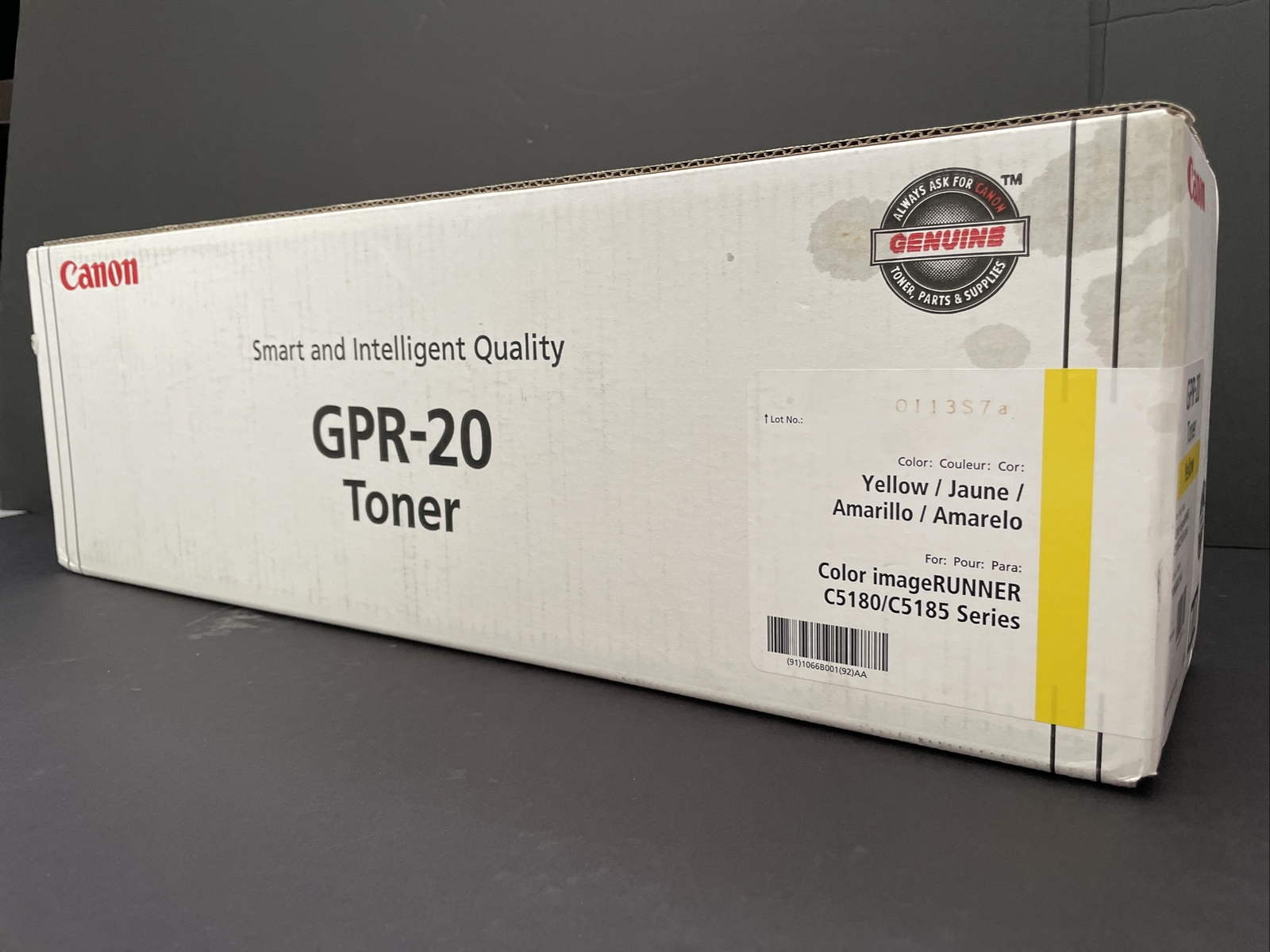 Canon 1066B001AA GPR-20Y GPR20 Yellow Toner Cartridge Genuine OEM Original