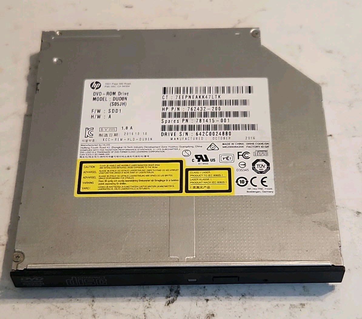 HP DUD0N (S05JH) DVD-ROM Drive 762432-200 781415-001 -  