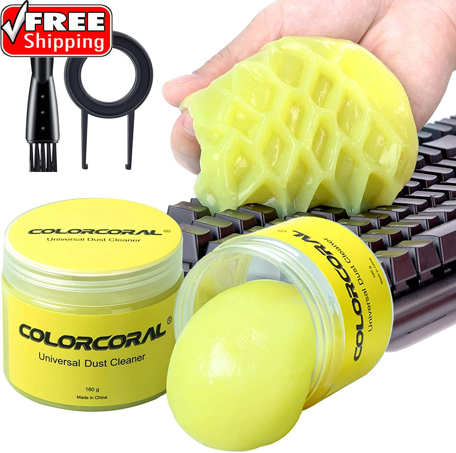 2Pack Keyboard Cleaning Gel Kit Universal Dust Cleaner,Yellow | Car Cleaning Put