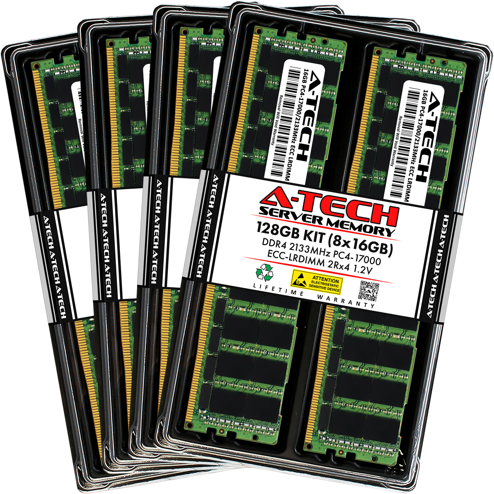A-Tech 128GB 8x 16GB 2Rx4 PC4-17000L LRDIMM DDR4 2133 MHz ECC Server Memory RAM