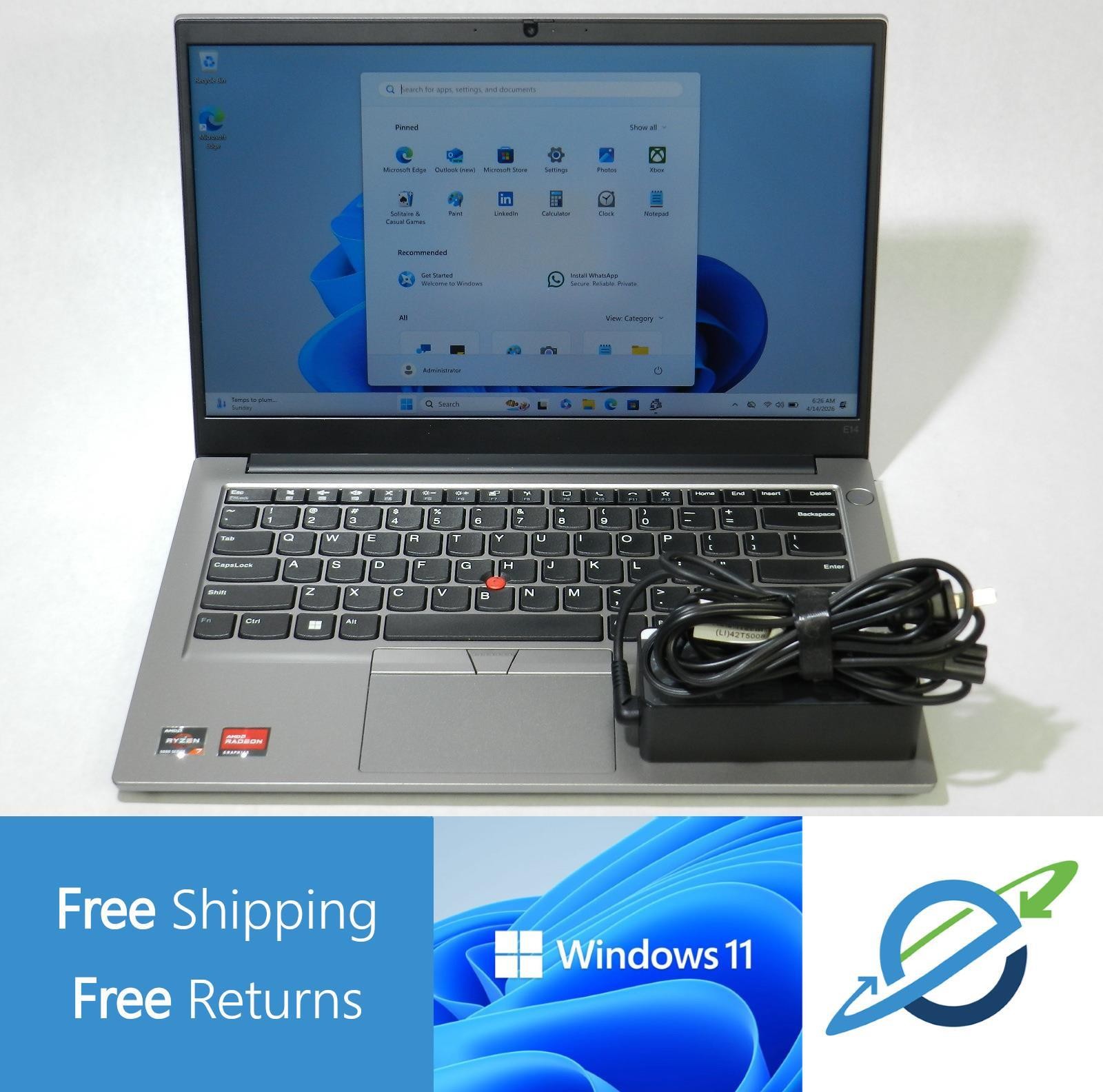 LENOVO THINKPAD E14 GEN 4 | Ryzen 7 5825U | 256GB | 16GB | BH 85-95% | B+ | WIN