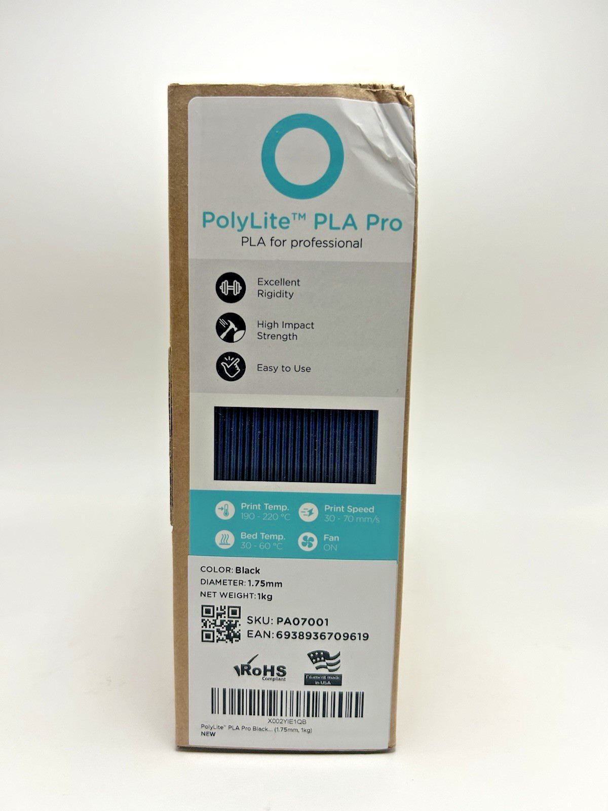 New - Polymaker PA07001 Black  1.75mm 3D Printing Filament PolyLite PLA Pro 1kg