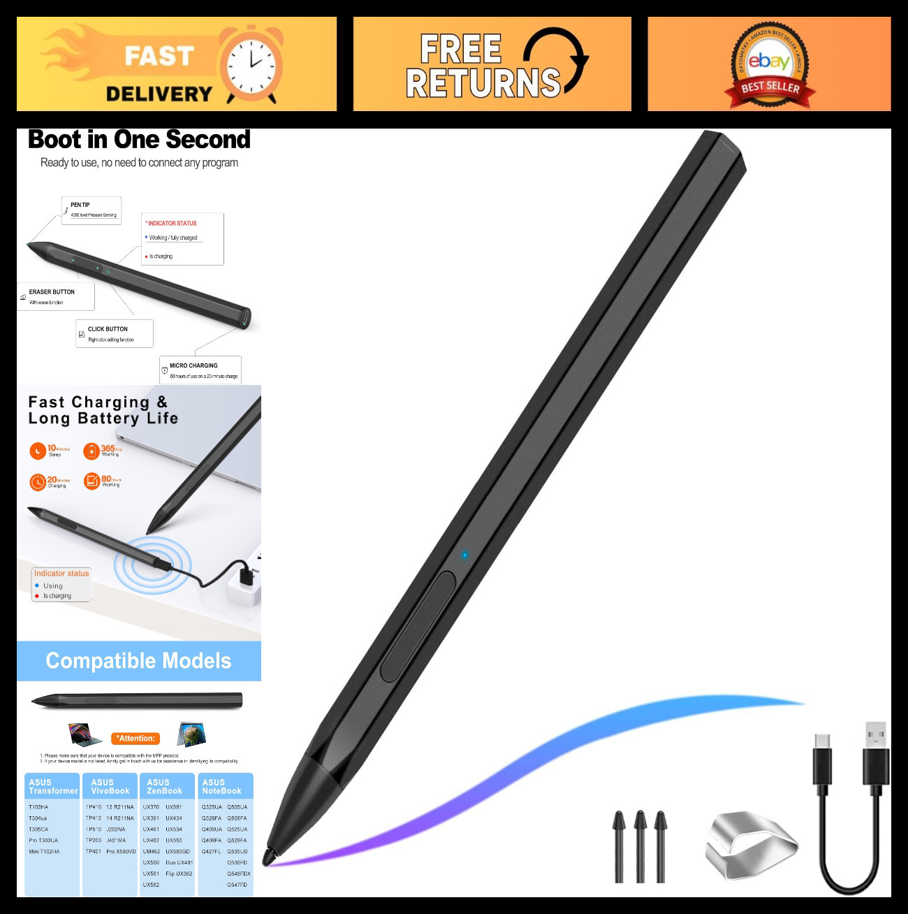 Active Stylus Pen MPP 2.0 for ASUS ROG Flow Z13 X16 SA201H SA203H, 4069 Pressure