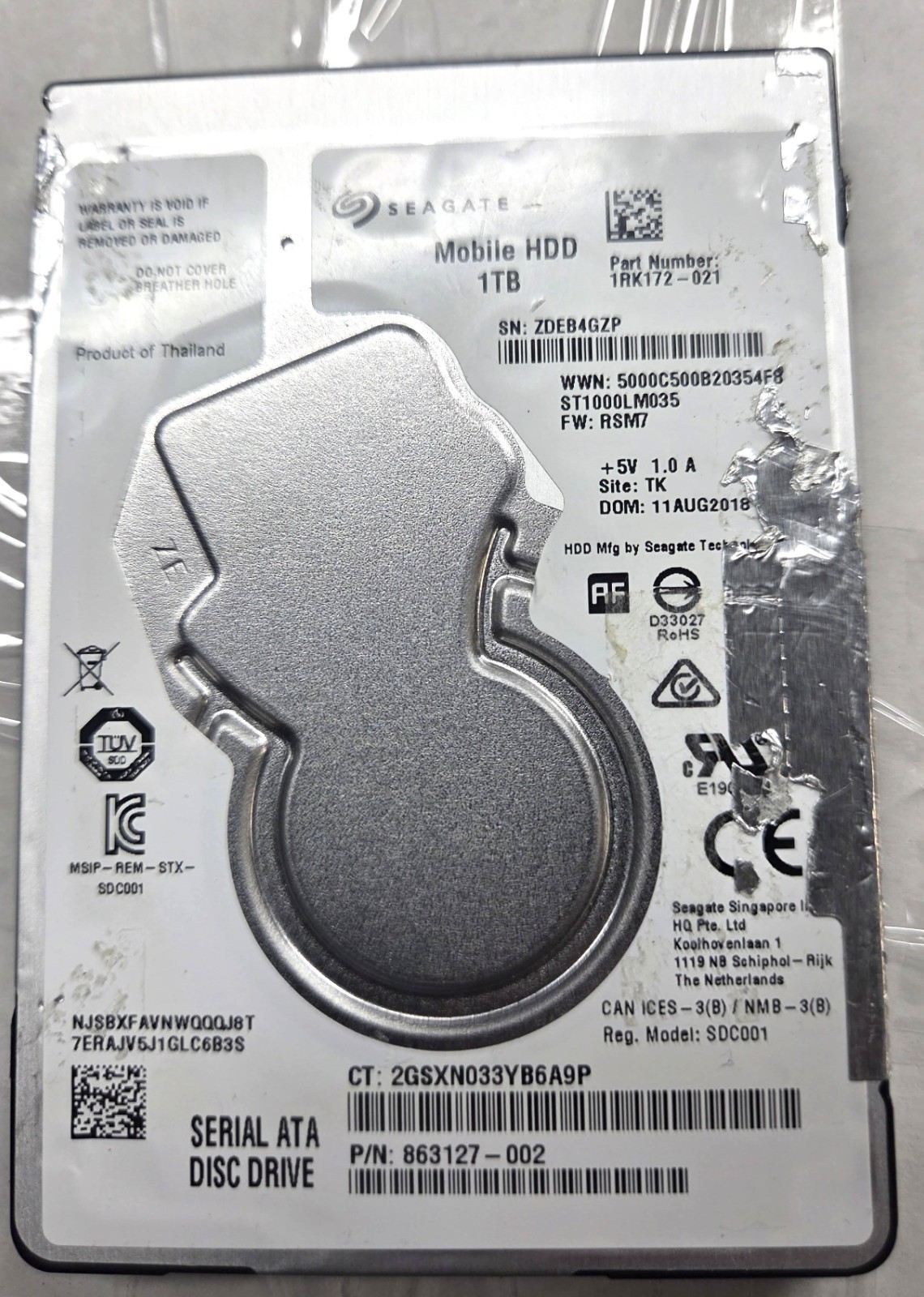 Seagate Mobile HDD 1TB 2.5" SATA III 5400RPM 128MB ST1000LM035 TESTED