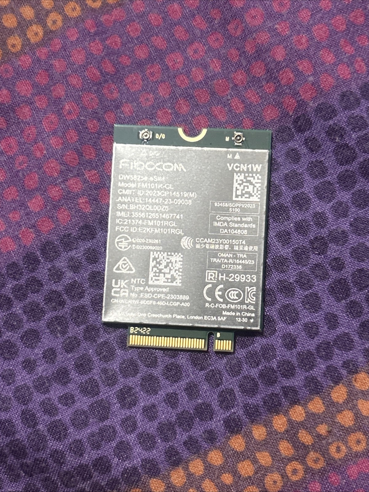 Dell DW5825E ESIM Broadband 4G Wireless WAN Card Snapdragon X12 VCN1W AZ