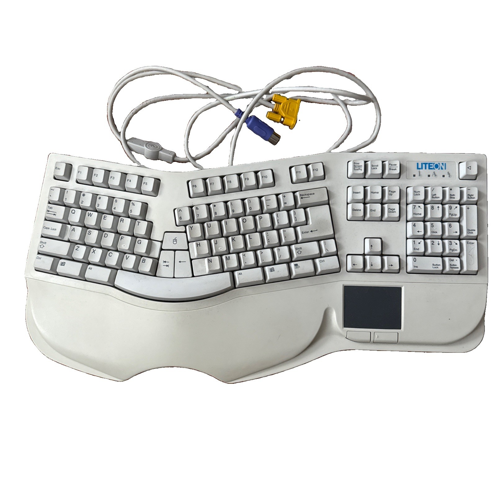Lite-On SK-6000 Ergonomic PS/2 Wired Keyboard White QWERTY