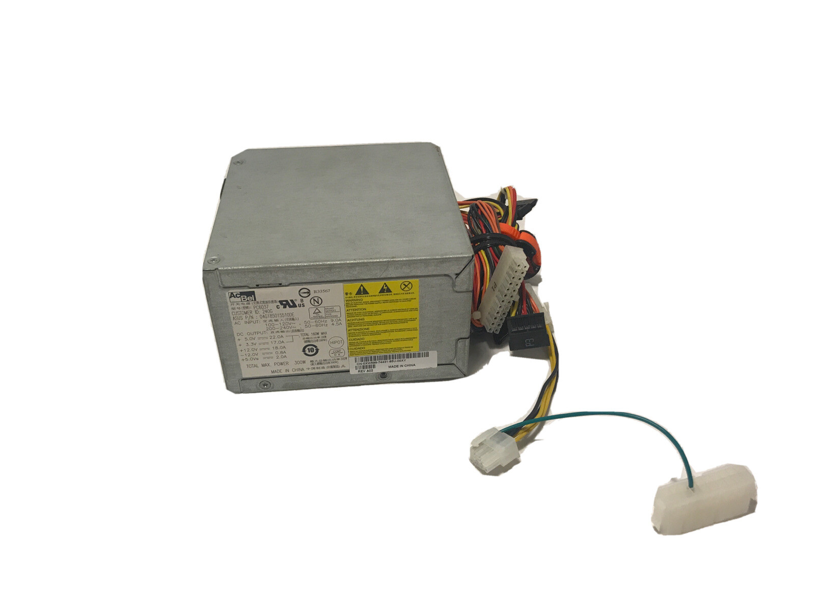 AcBel PC6037 OEM Dell Factory Original Power Supply Input 110V- 240V Output 300W
