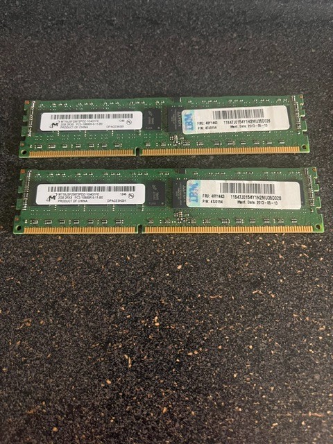 Lot of 2 Micron 2GB 2Rx8 PC3-10600R DDR3 1333MHz Server Memory