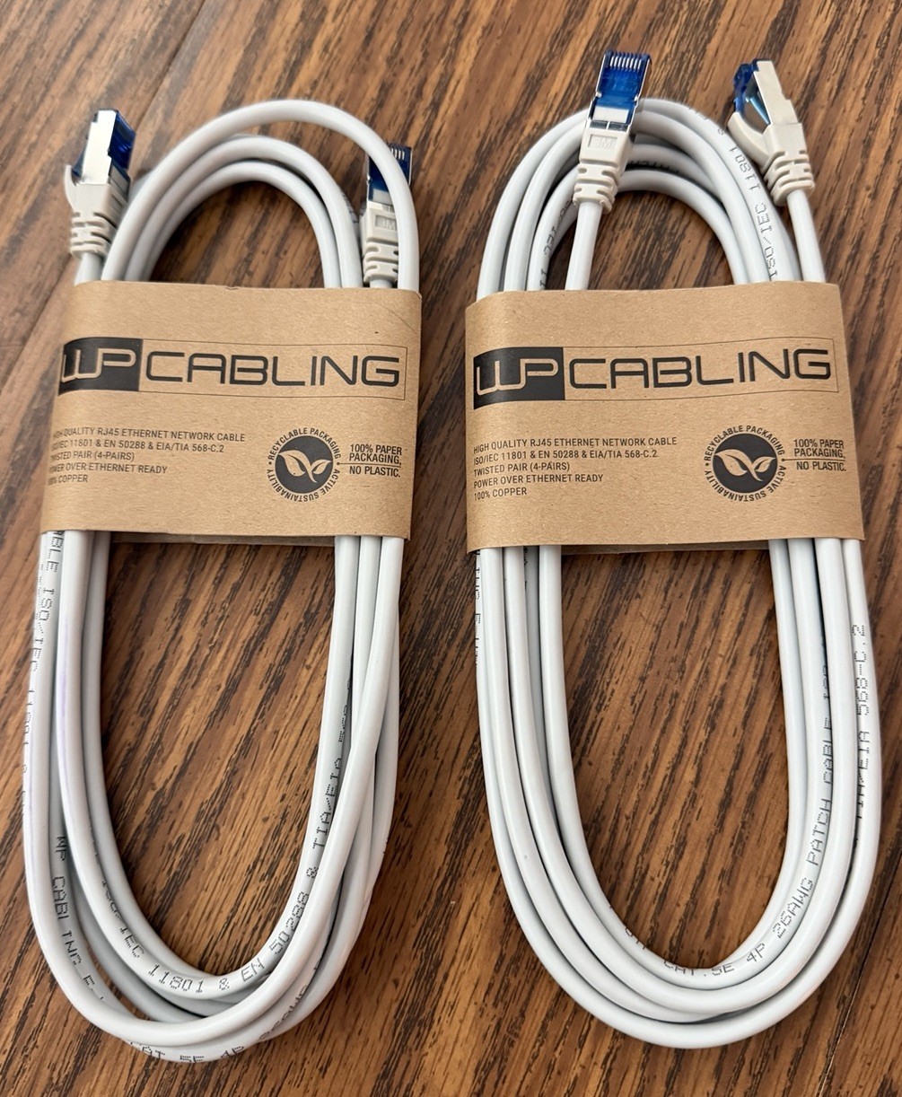 Lot of 2 WP Rack Cat5e Shielded F-UTP Ethernet Patch Cables – 3m (10ft) Gray NEW