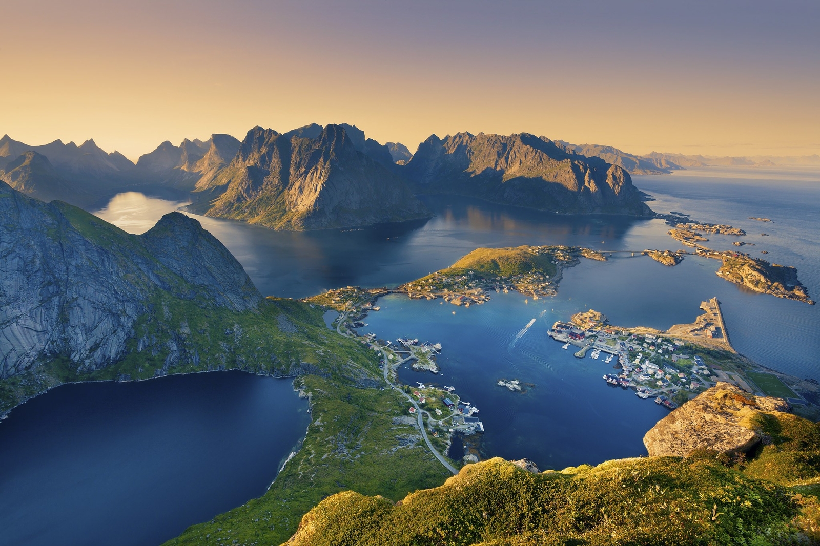 Landscape norway lofoten nature bay europe mountains Custom Gaming Mat Desk
