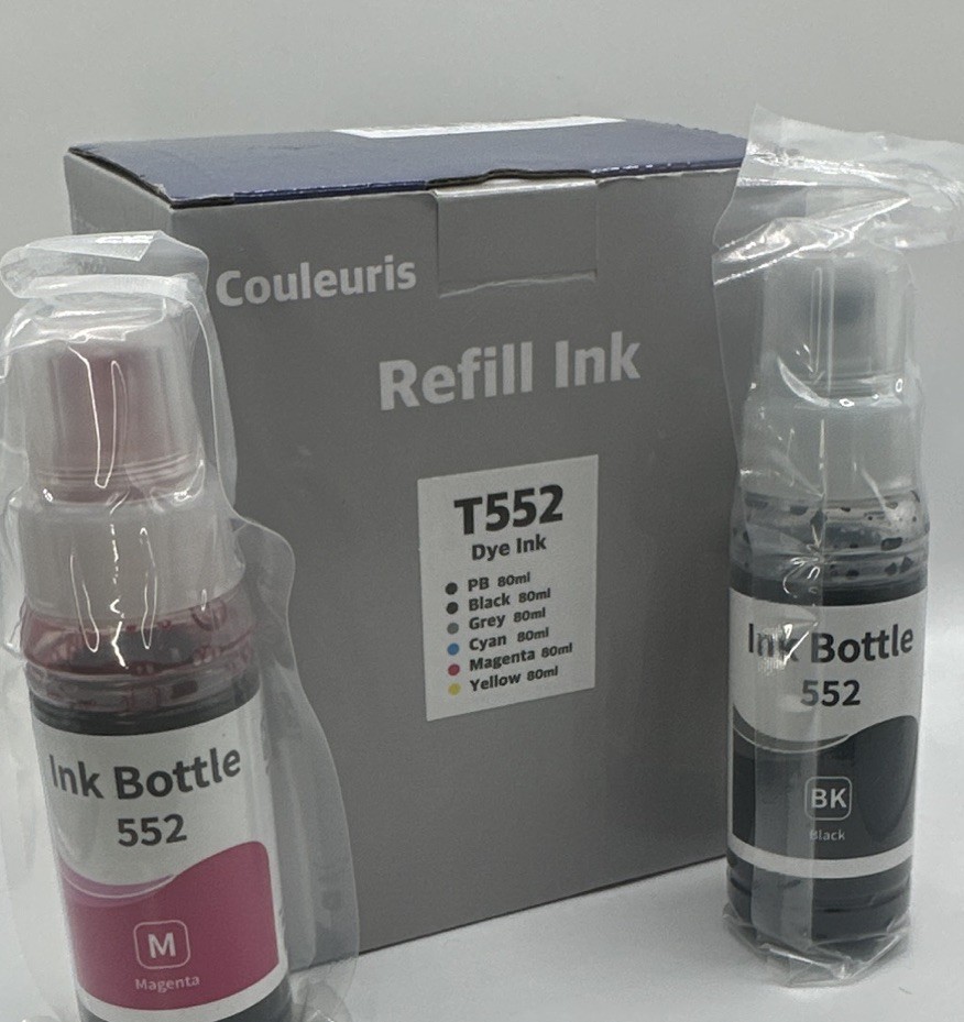 Couleuris T552 Dye Ink Refill Set 6 Colors 80ml Each PB BK GY C M Y Exp 2027