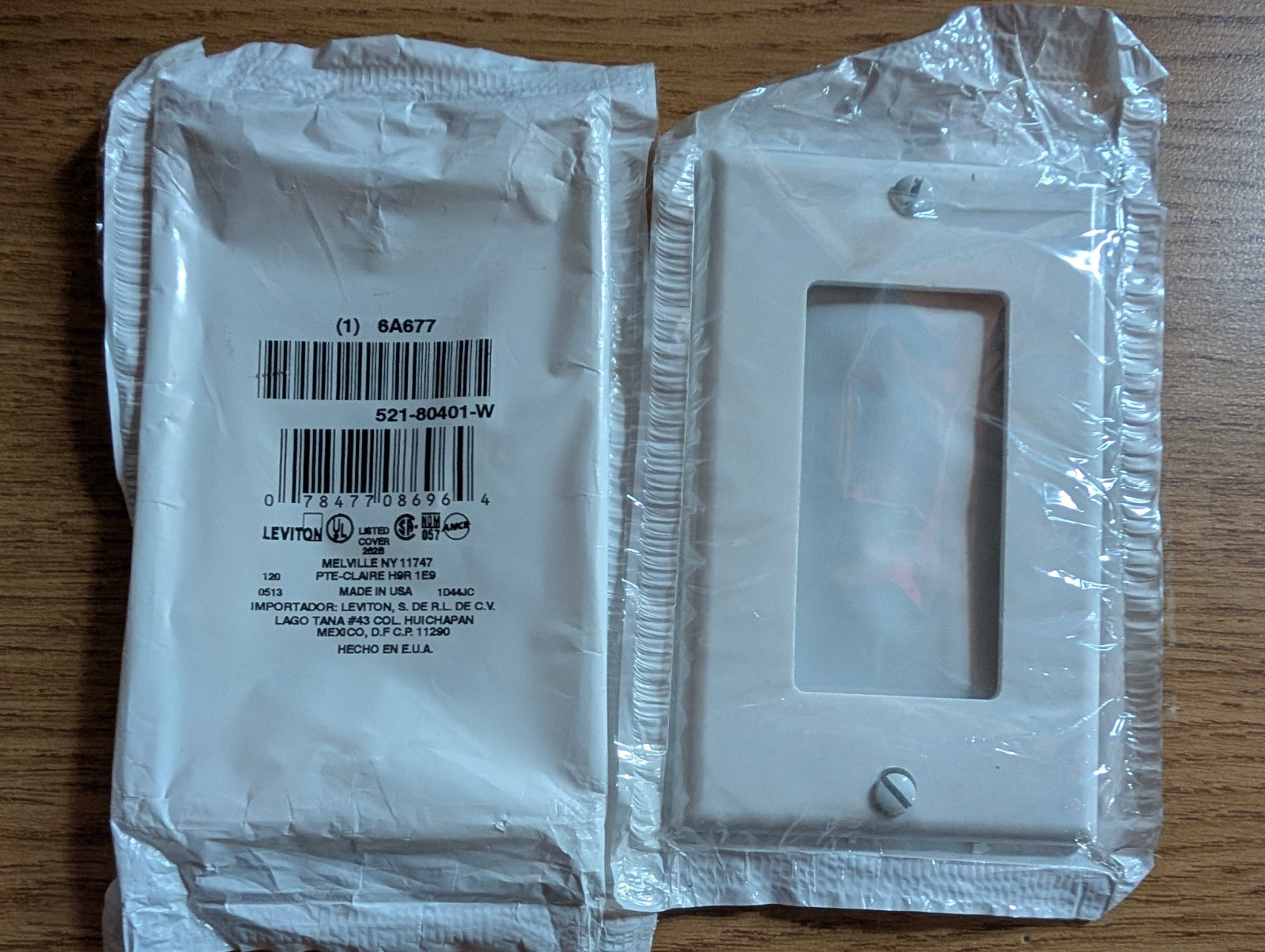 Leviton 80401-W, White, (1) Decora/GFCI, 1-Gang, Standard, Wallplate, Lot Of 2