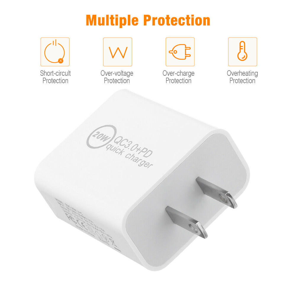 PD 20W USB-C Dual Port Adapter Wall Charger For iPhone 11 12 13 14 7 SAMSUNG Lot