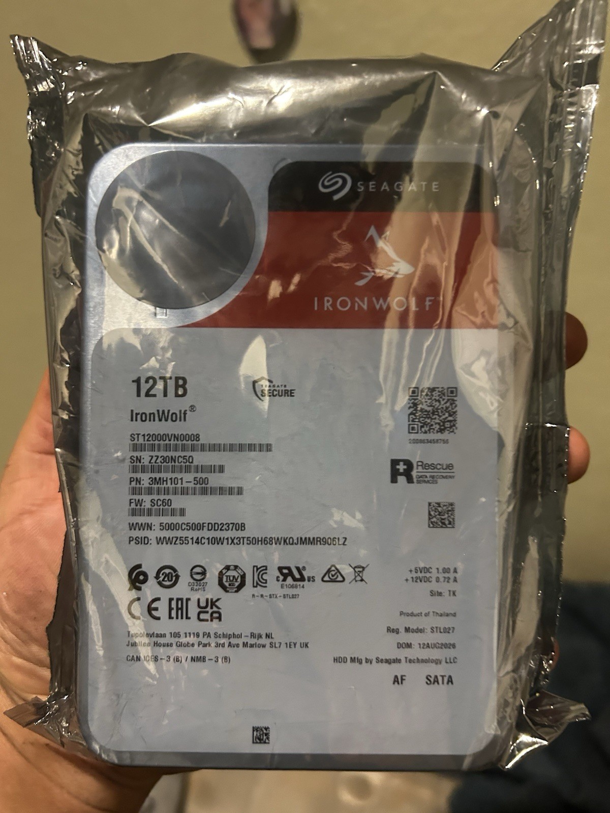 New Seagate ST12000VN0008 12TB IronWolf 3.5"SATA 7200rpm Internal Hard Drive HDD