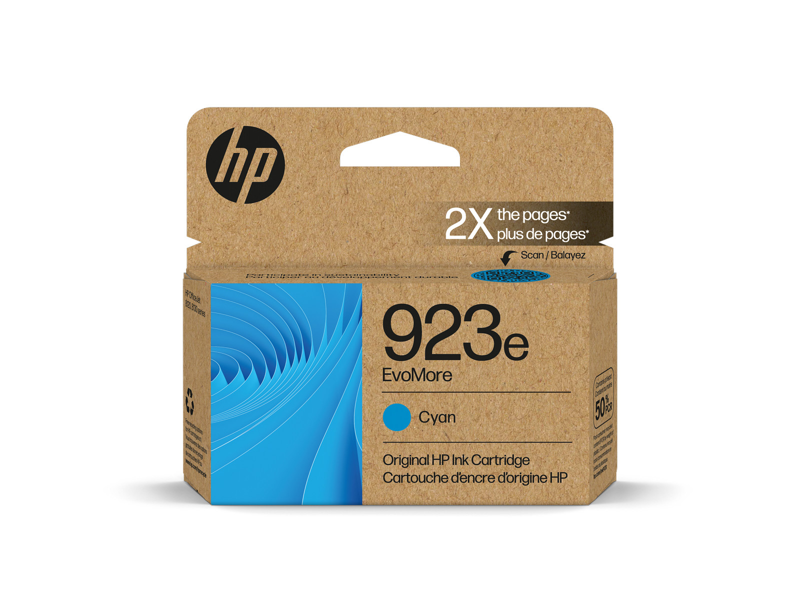 HP 923e EvoMore Cyan Original Ink Cartridge, 800 pages, 4K0T4LN