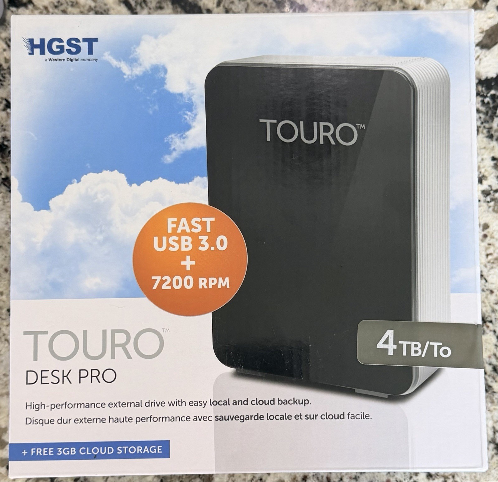 HGST TOURO Desk Pro 4 TB/To External Hard Drive-7200 RPM USB 3.0 New