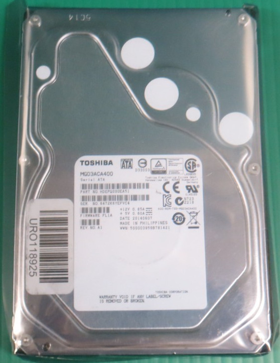 Toshiba 4TB / 64MB / SATA / 7.2K / 3.5" / HDD/ MG03ACA400 / HDEPQ00GEA51/ REFURB