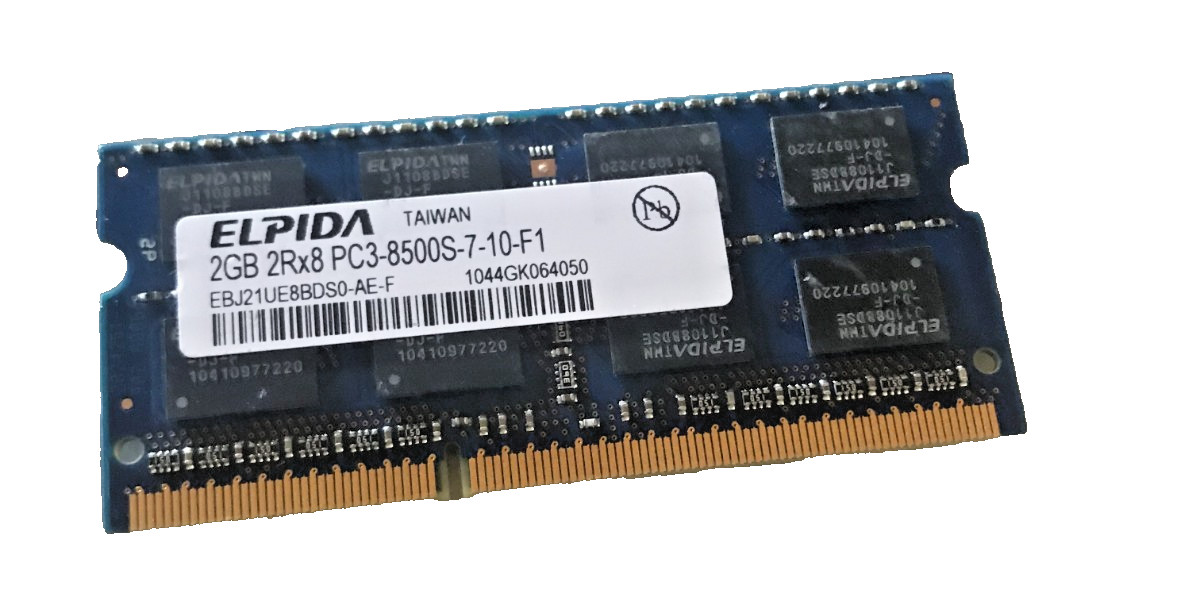 Elpida 2GB 2RX8 PC3 8500S-7-10-F1 (EBJ21UE8BDS0-AE-F) Laptop RAM