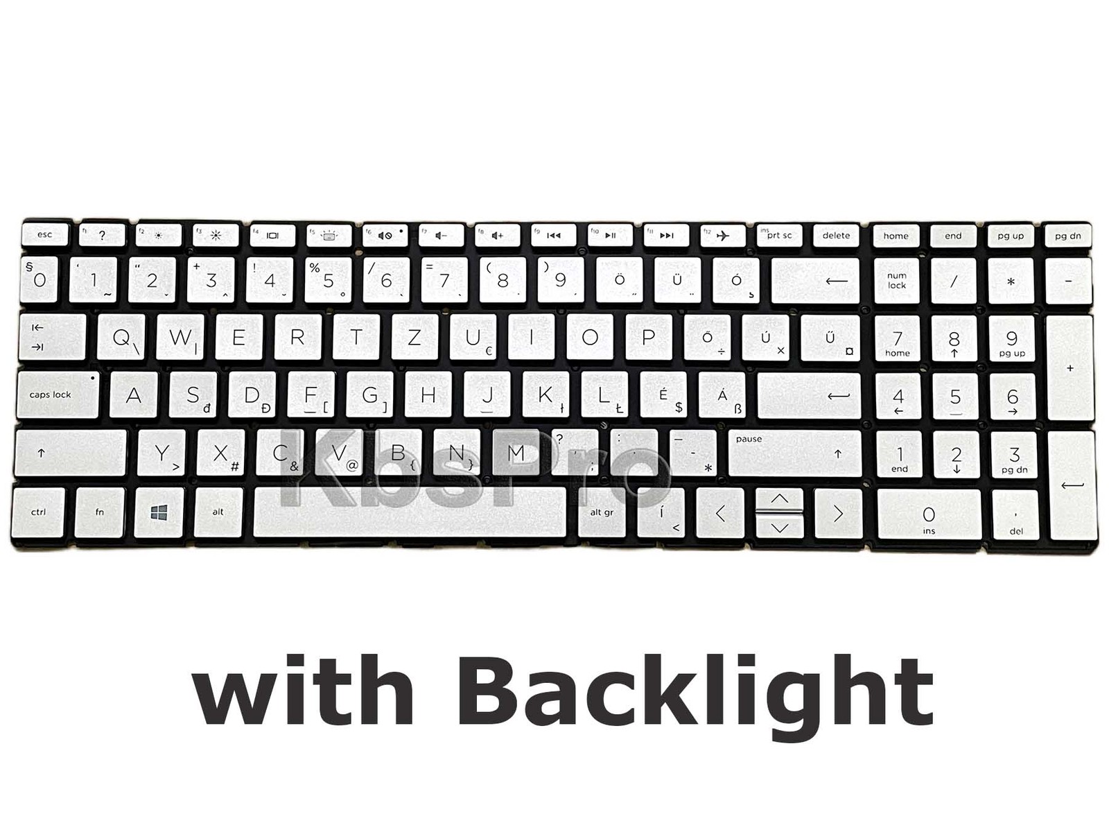 New/Oirg Hungarian Keyboard for HP 250 G9/ 255 G9/ 256 G9/ 470 G7 Backlit Silver