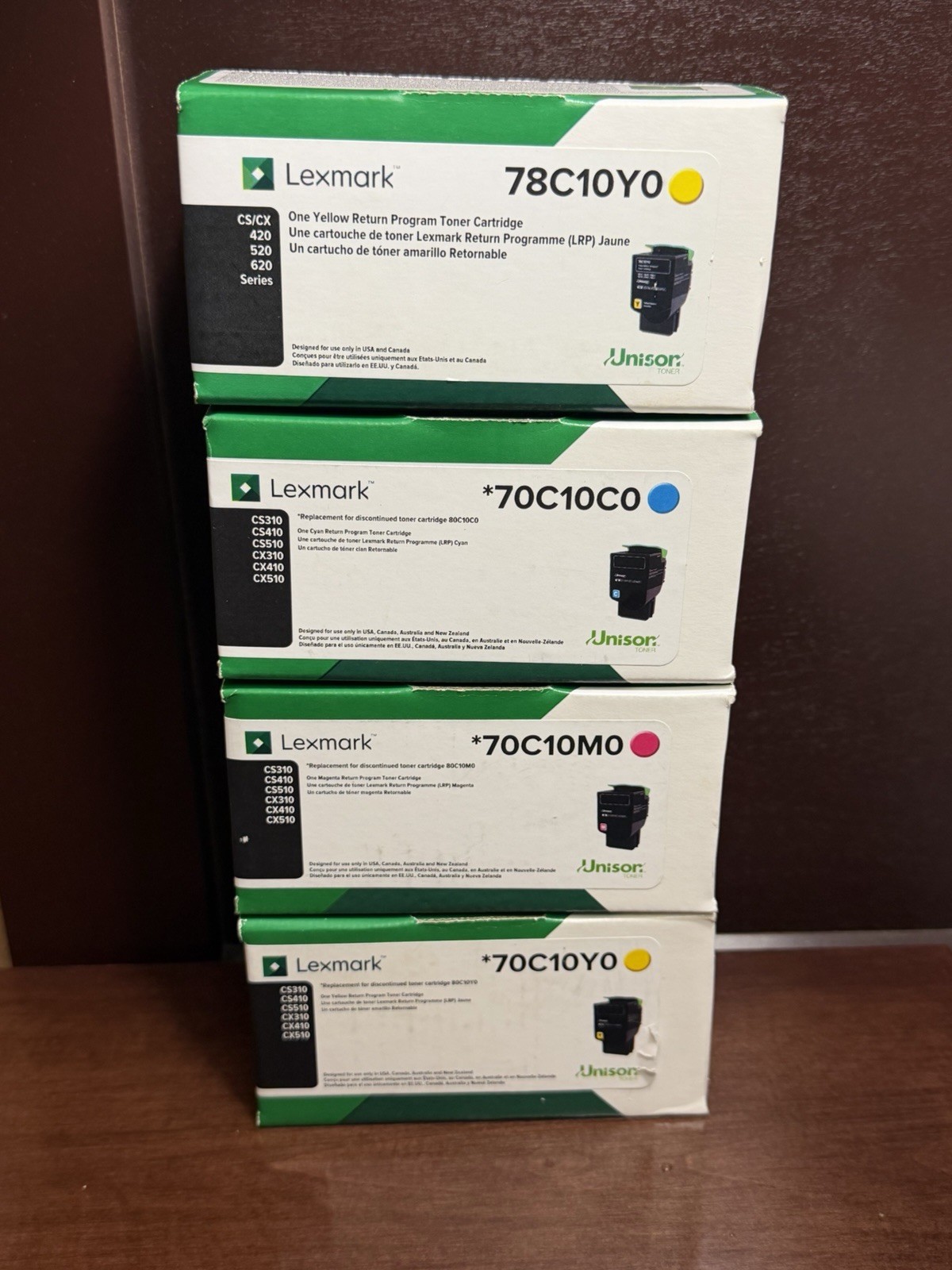 Lexmark 70C1HC0 70C1XM0 70C1HY0 X 2 High Yield CS510 Yellow Cyan Magenta