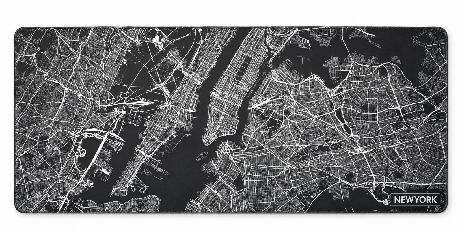 New York City Map XXL Mouse Pad Desk Mat 47x23.5in Non-Slip Stitched Edge