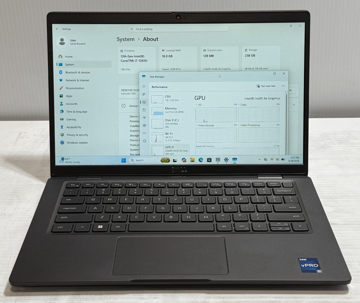 Dell Latitude 7330 i7-1265U  1.80Ghz 16GB 256SSD NVMe | WIN11P