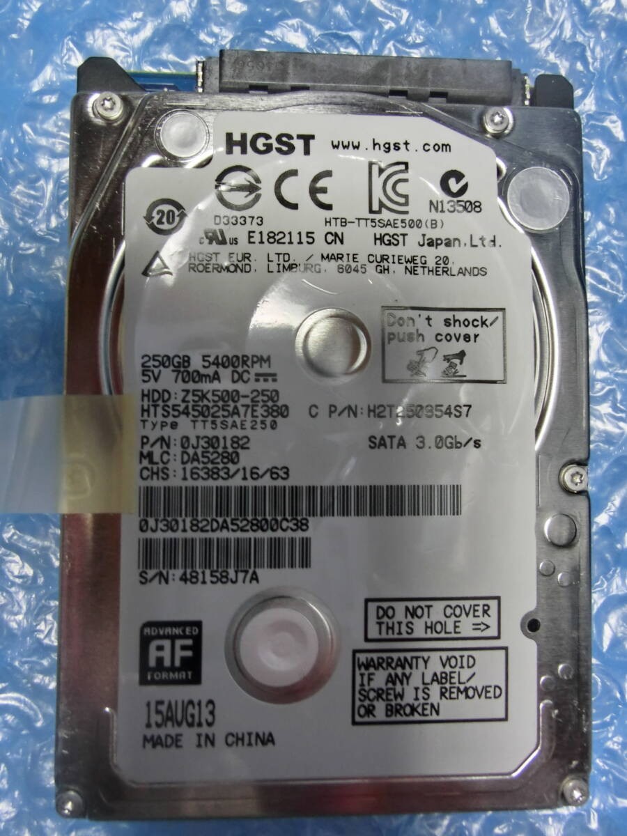[Used] HGST HTS545025A7E380 250GB/8MB 4505 hours used Management number:C201