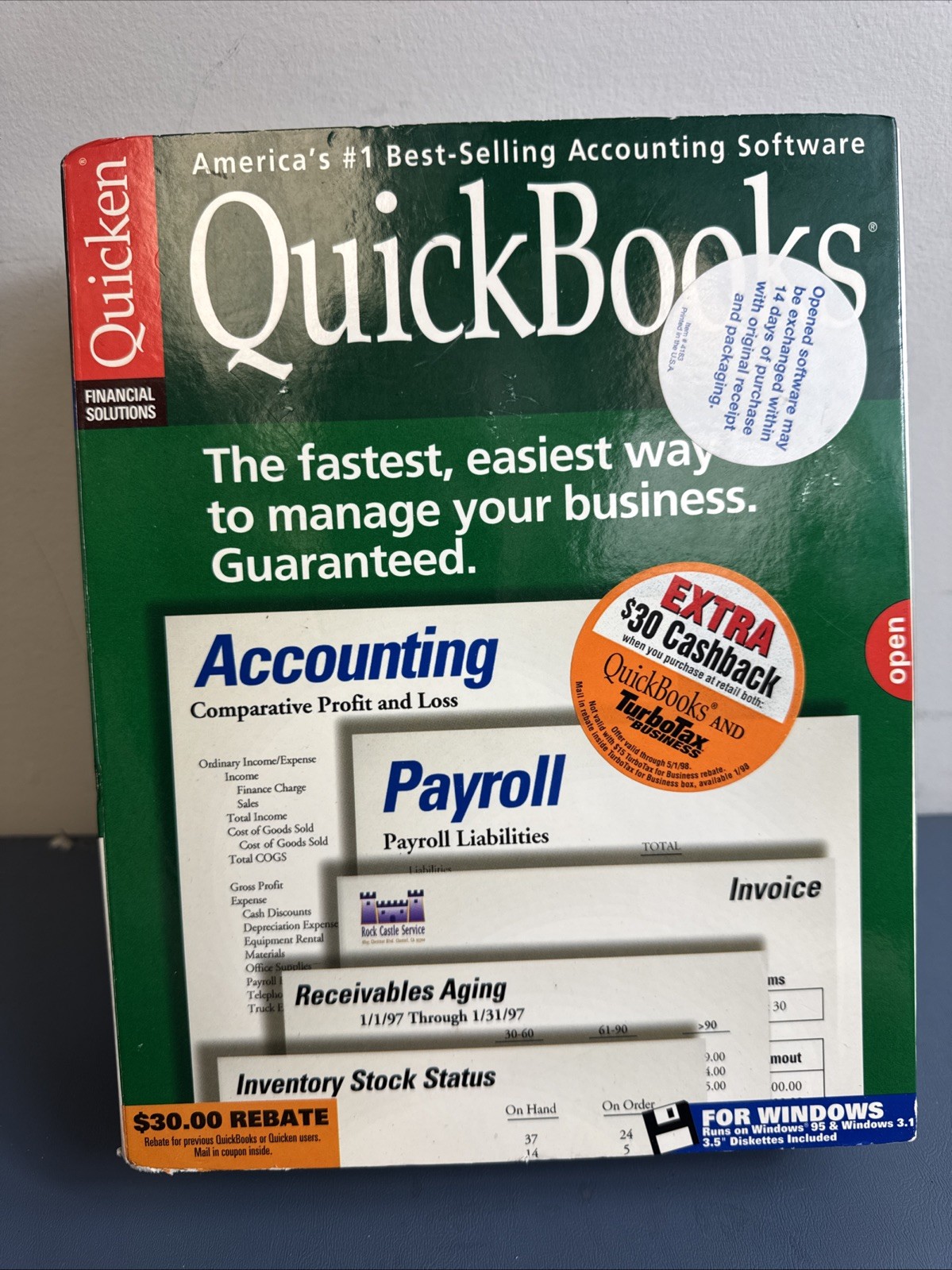 Vintage QuickenQuickbooks Version 5.0 on windows 95 windows 3.1,  3.5” Diskettes