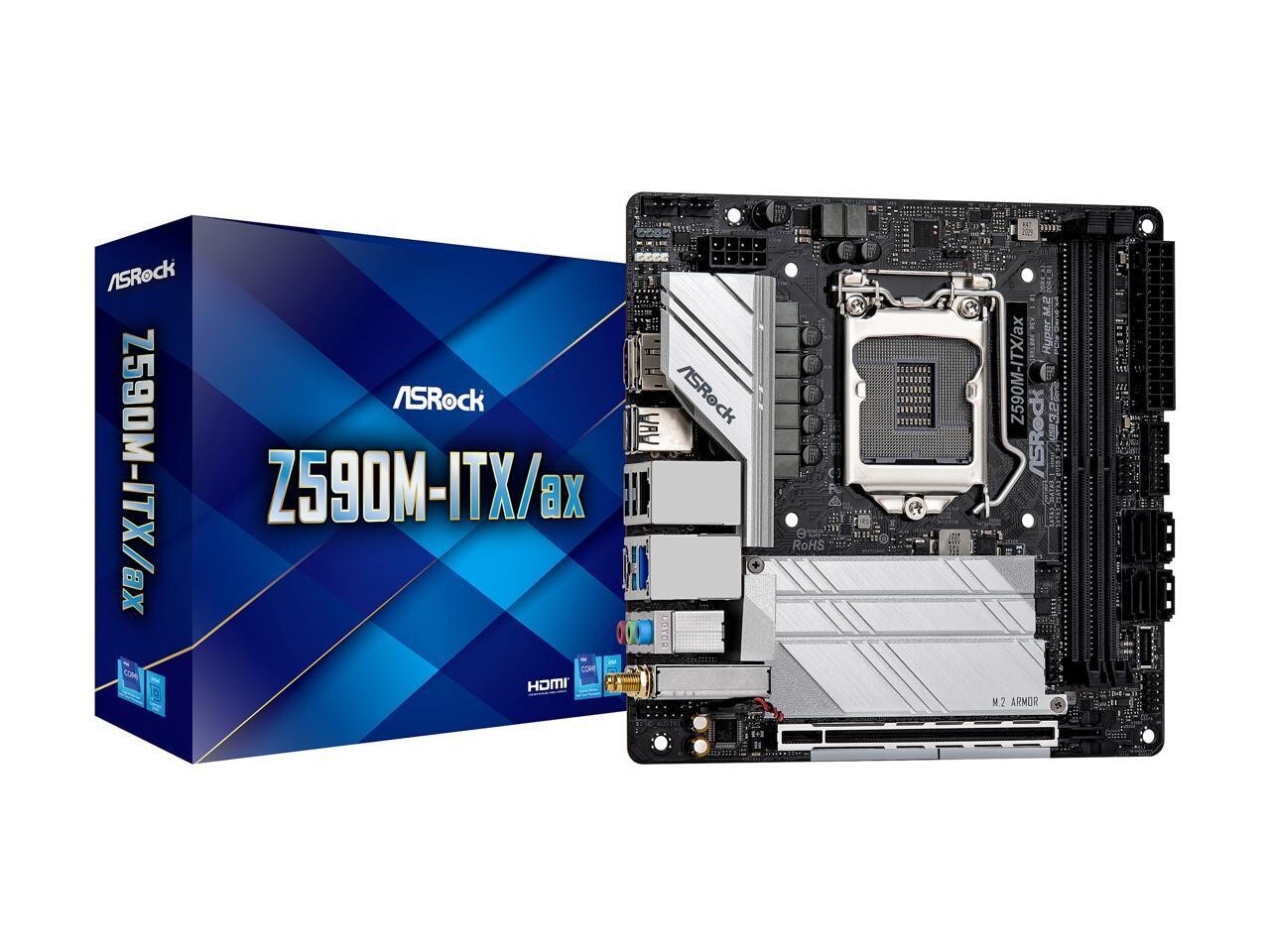ASRock Z590M-ITX/AX LGA 1200 Intel Z590 SATA 6Gb/s Mini ITX Intel Motherboard