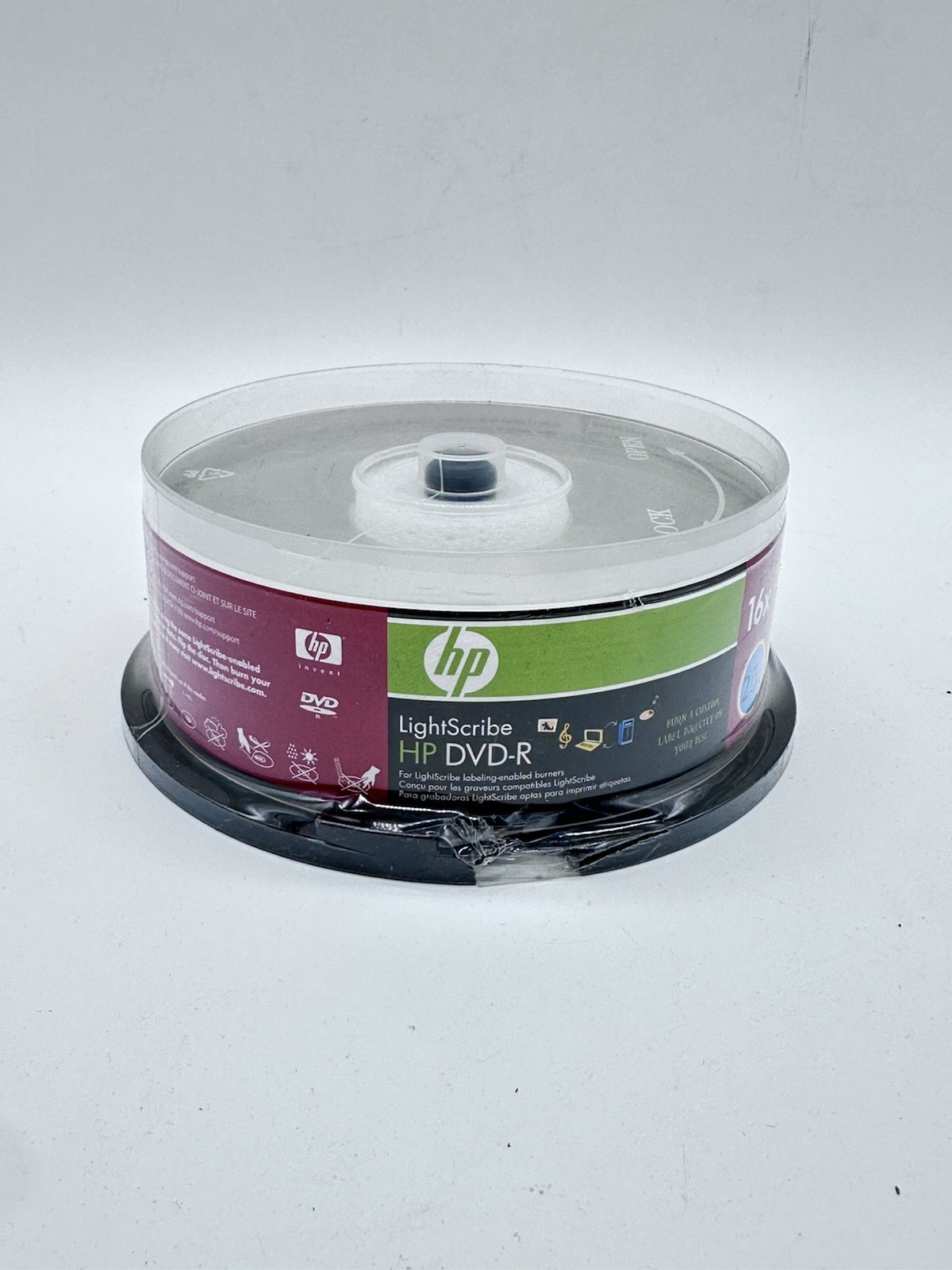 NEW HP LightScribe DVD+R 16X 4.7GB 120 Mins 25 Pack DVDs FACTORY SEALED