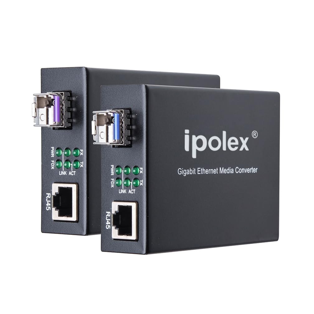 2 PCS Bidi Gigabit SingleMode LC Fiber Ethernet Media Converter 20KM