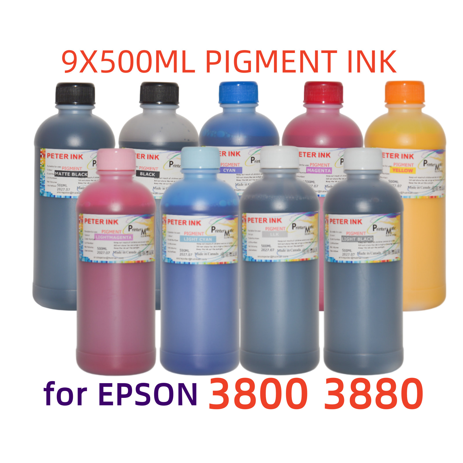 9X500ML Premium Pigment refill ink for Stylus Pro 3880 3800 Printer *