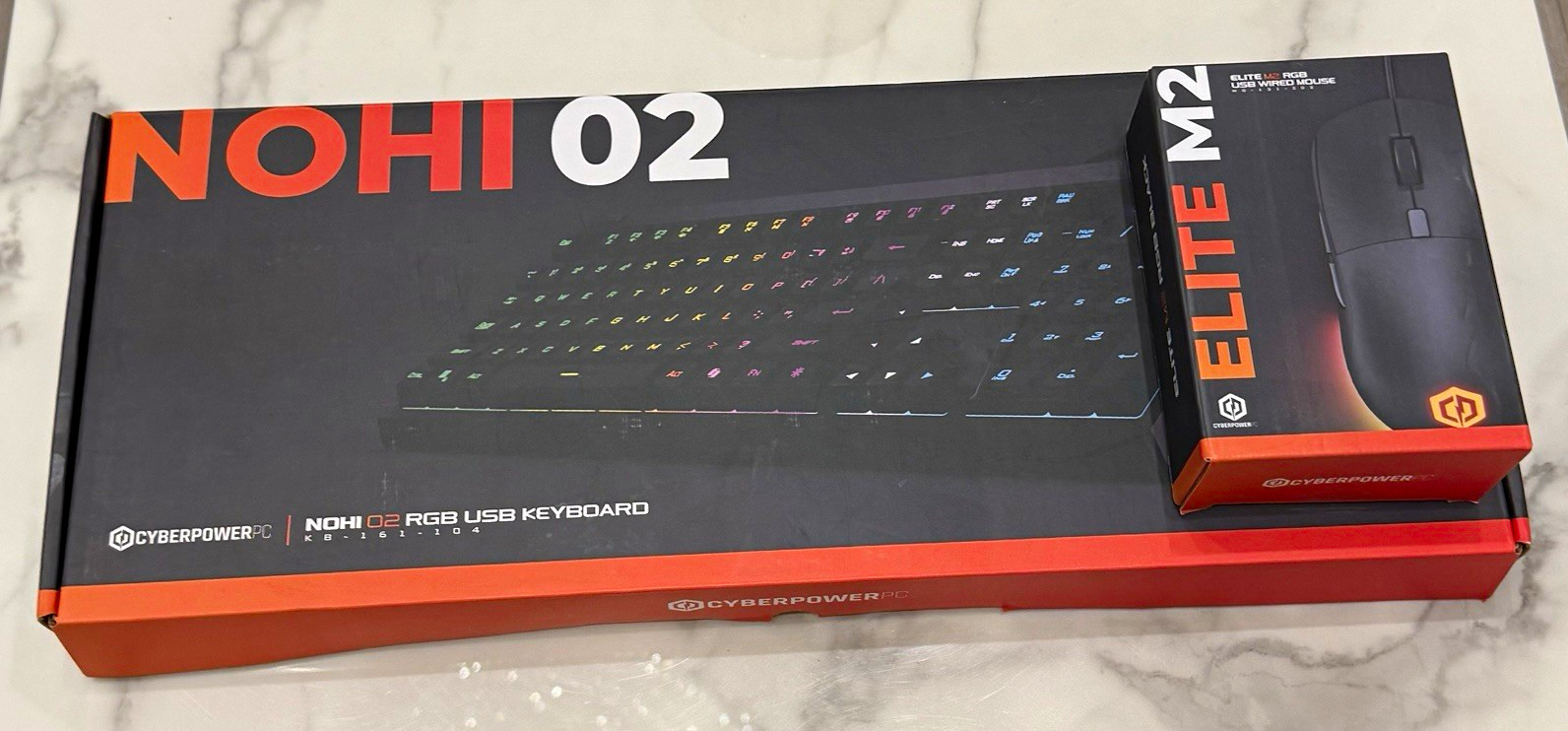 New CyberPowerPC NOHI 02 RGB Wired USB Keyboard + ELITE M2 Mouse 7200 DPI