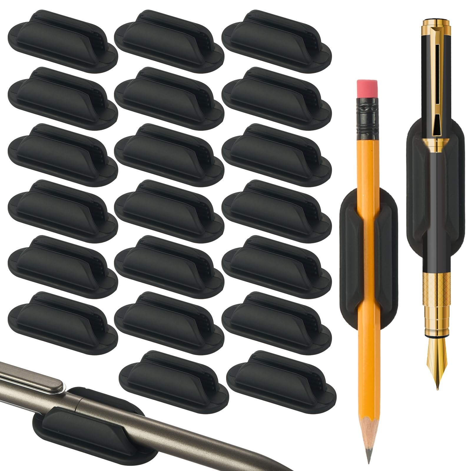 Adhesive Pencil Holders 20 Pack Silicone Flexible Desk Wall Black VZZNN Marker