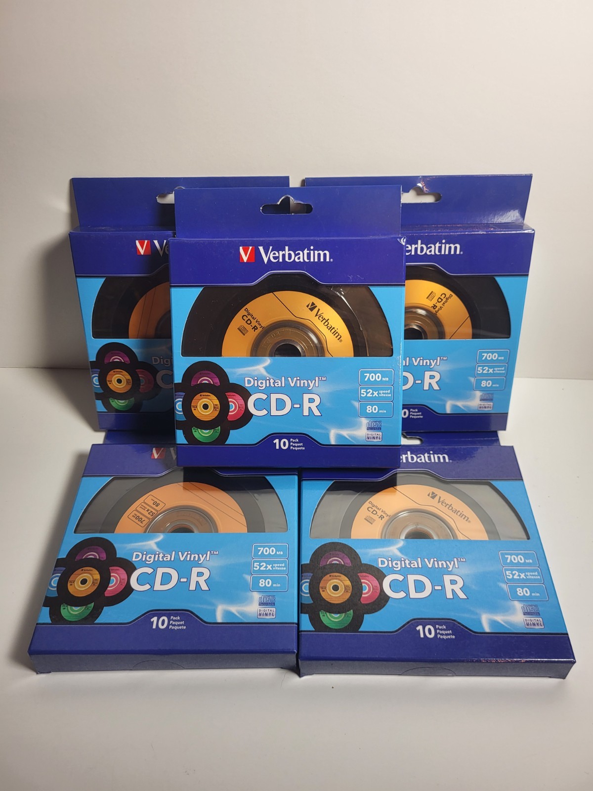 Verbatim Digital Vinyl, CD-R, Lot Of 5 Packs of 10 80 min 52x 700MB Retro NOS