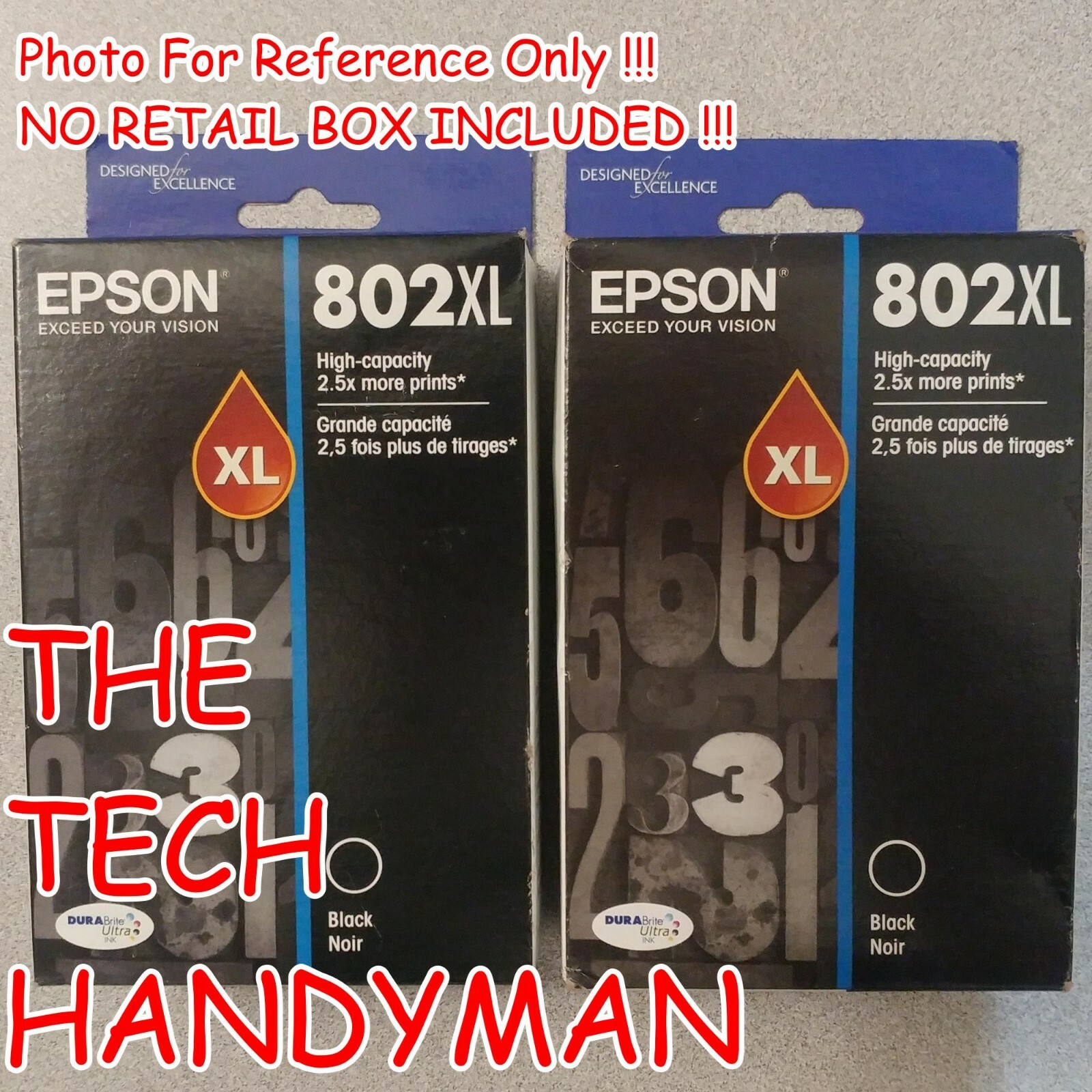 2-PACK EPSON GENUINE 802XL BLACK INK (NO RETAIL BOX) WORKFORCE PRO WF-4730