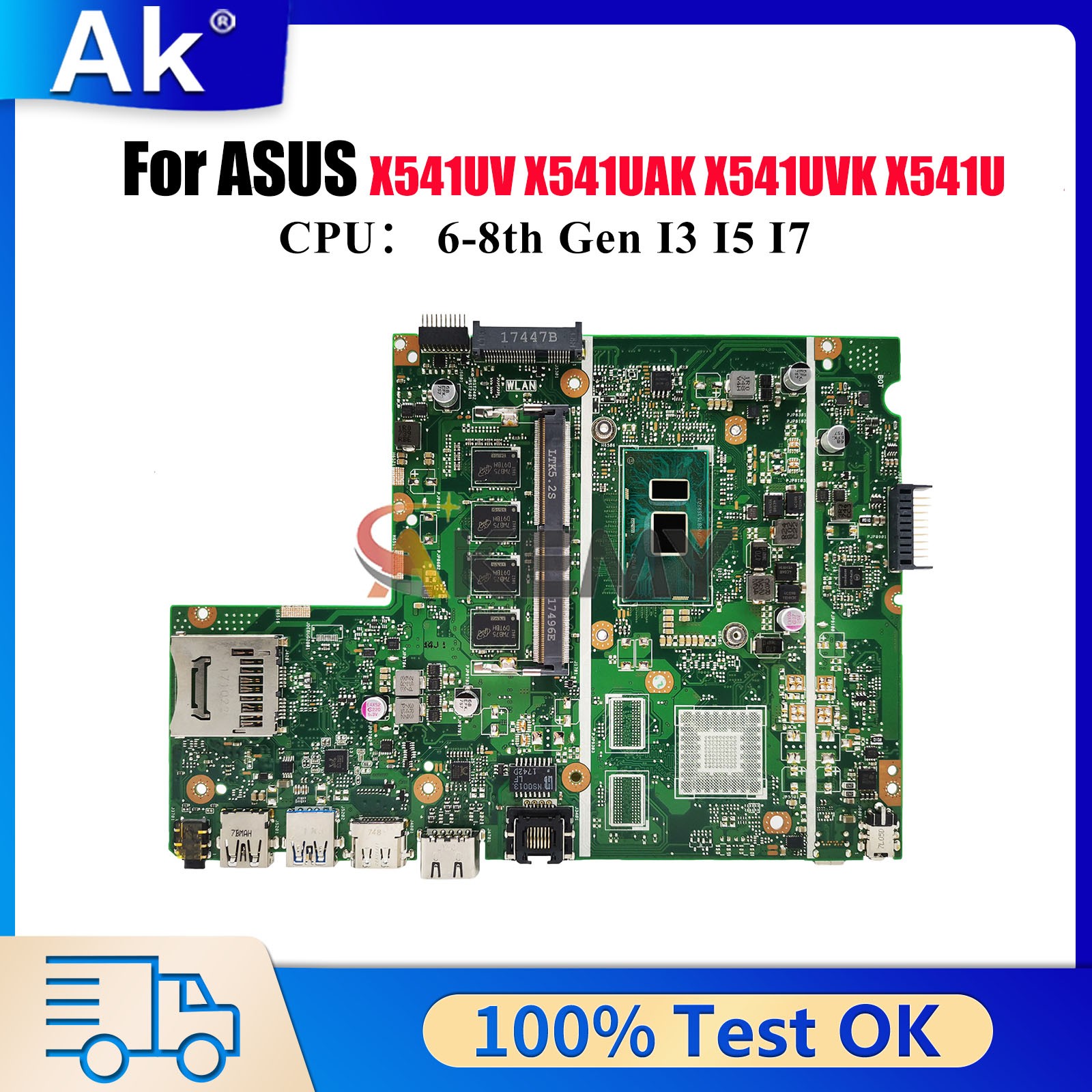 X541UAK Motherboard For ASUS X541UJ X541UV/UVK R541U F541U Mainboard W/CPU