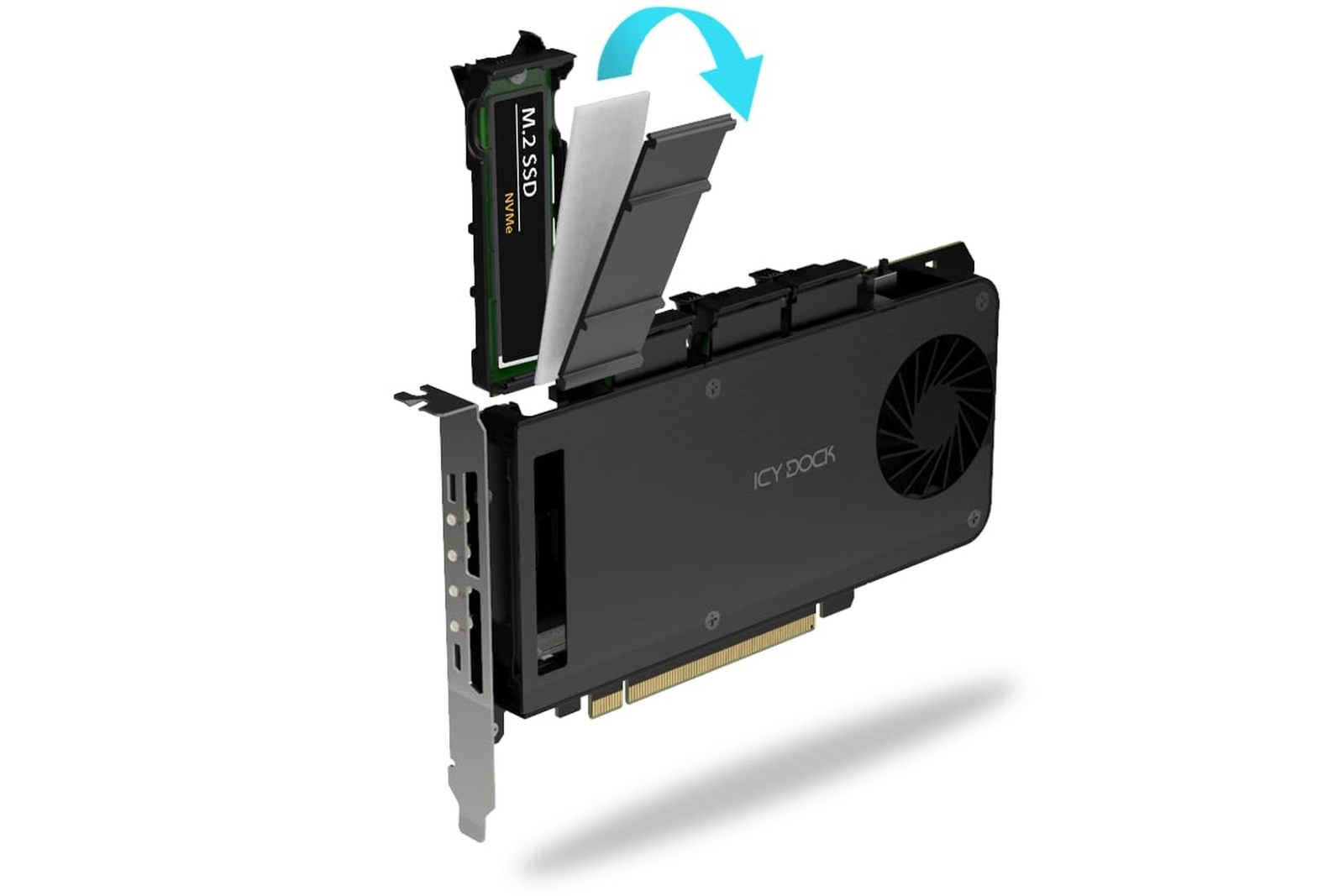 Removable 4 Bay Quad M.2 NVMe SSD to PCIe 4.0 x16 Mobile Rack Enclosure/Adapt...