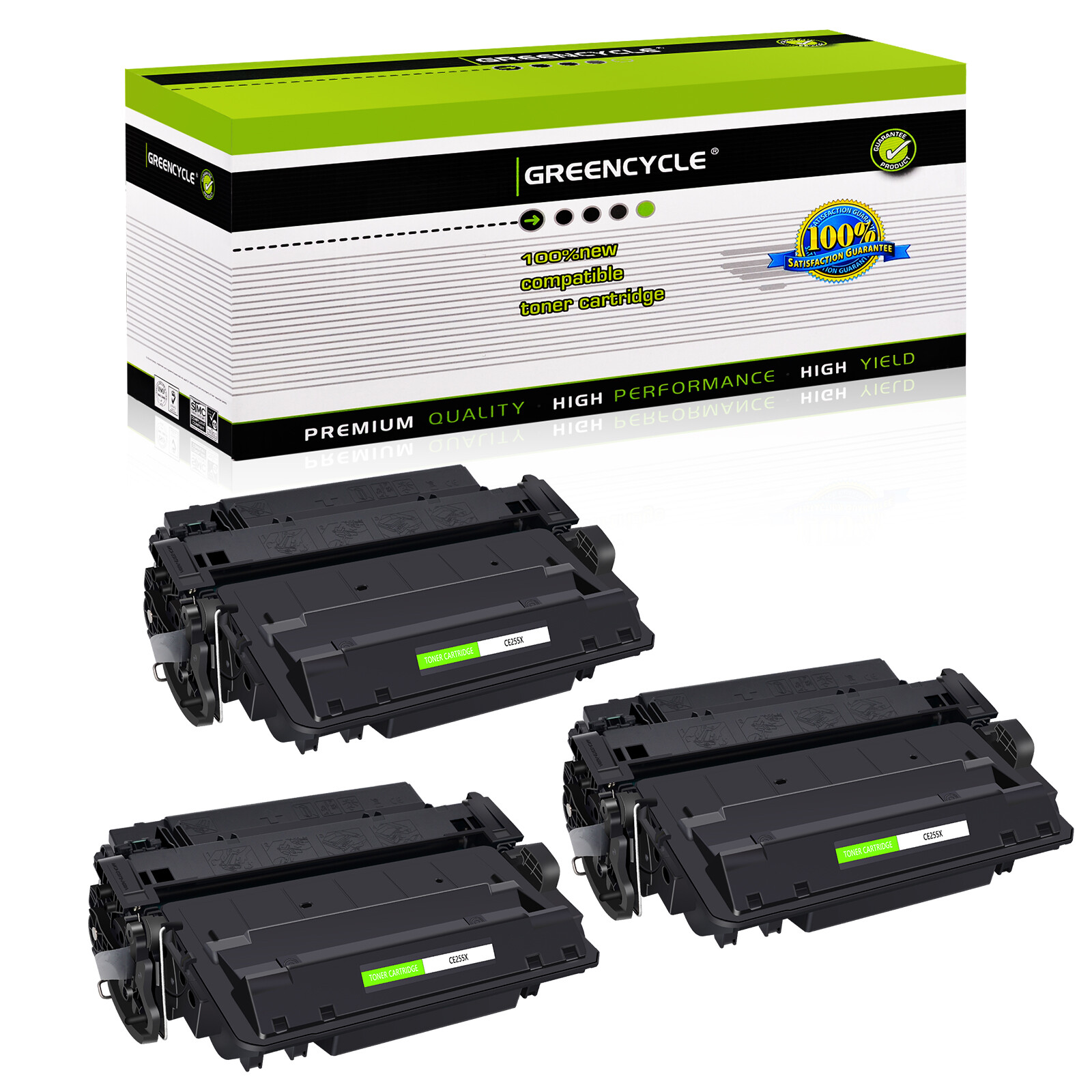3× CE255X 55X Toner Cartridge Fit For HP LaserJet P3011 Enterprise 500 MFP M525f