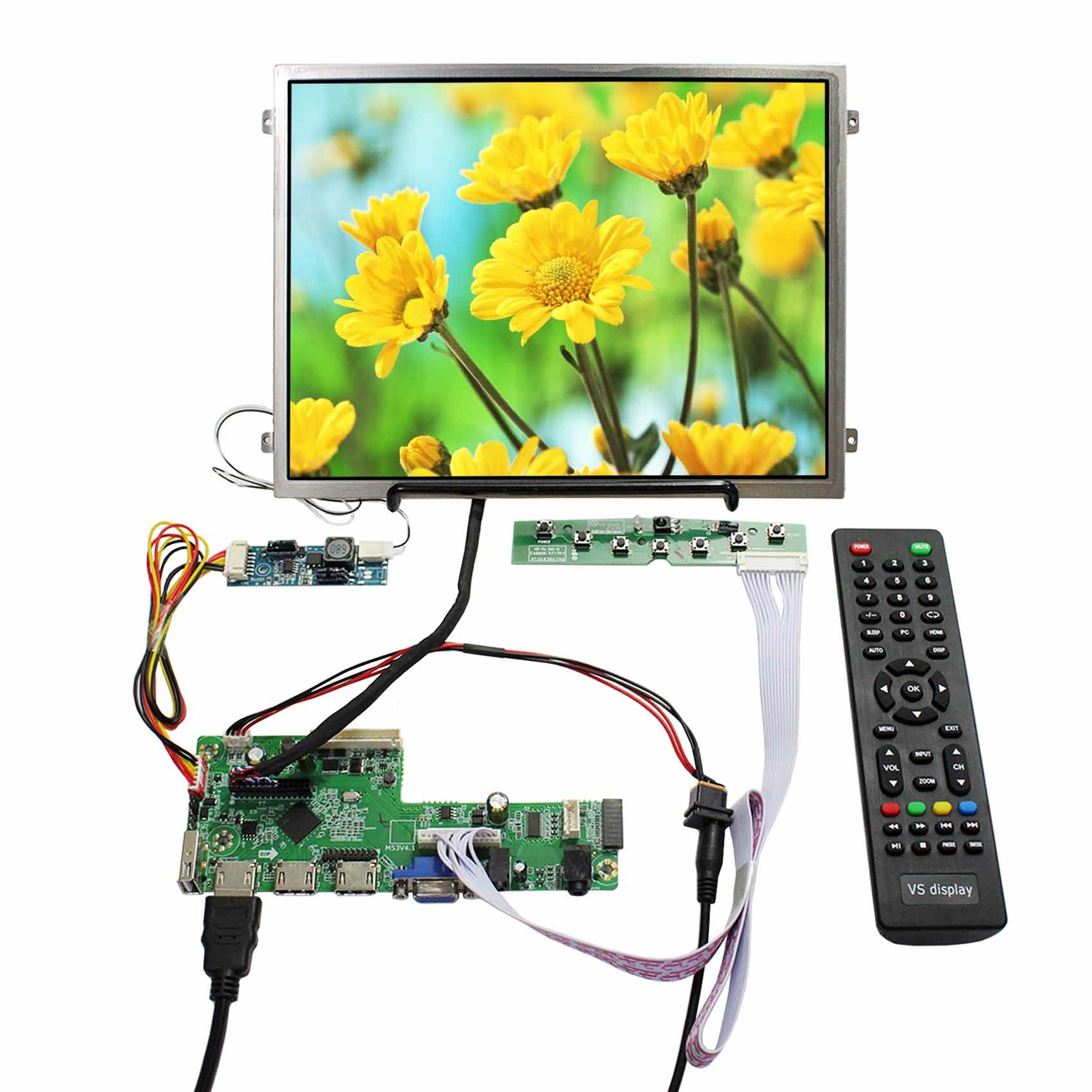 3HDVGA USB LCD Controller Board With 10.4inch 1024x768 IPS LCD Screen
