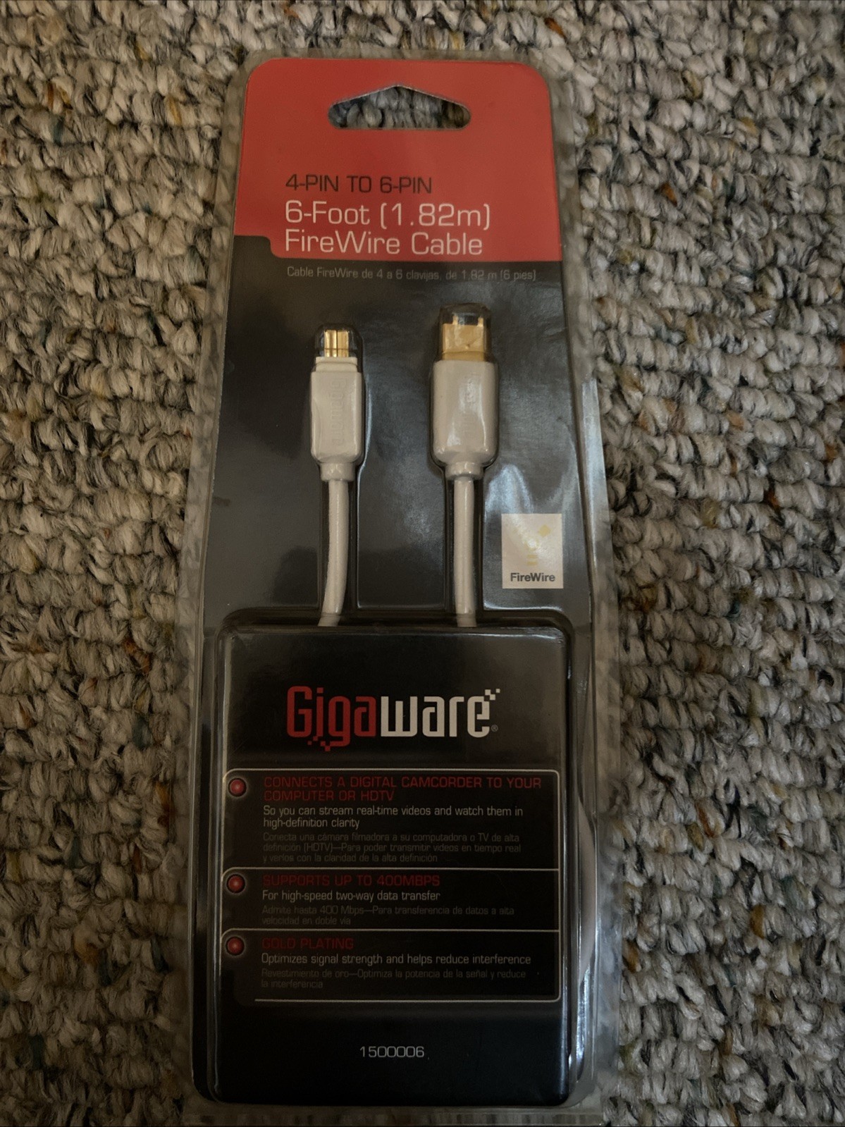 RadioShack GigaWare 4-Pin to 6-Pin 6-Foot FireWire Cable No. 1500006