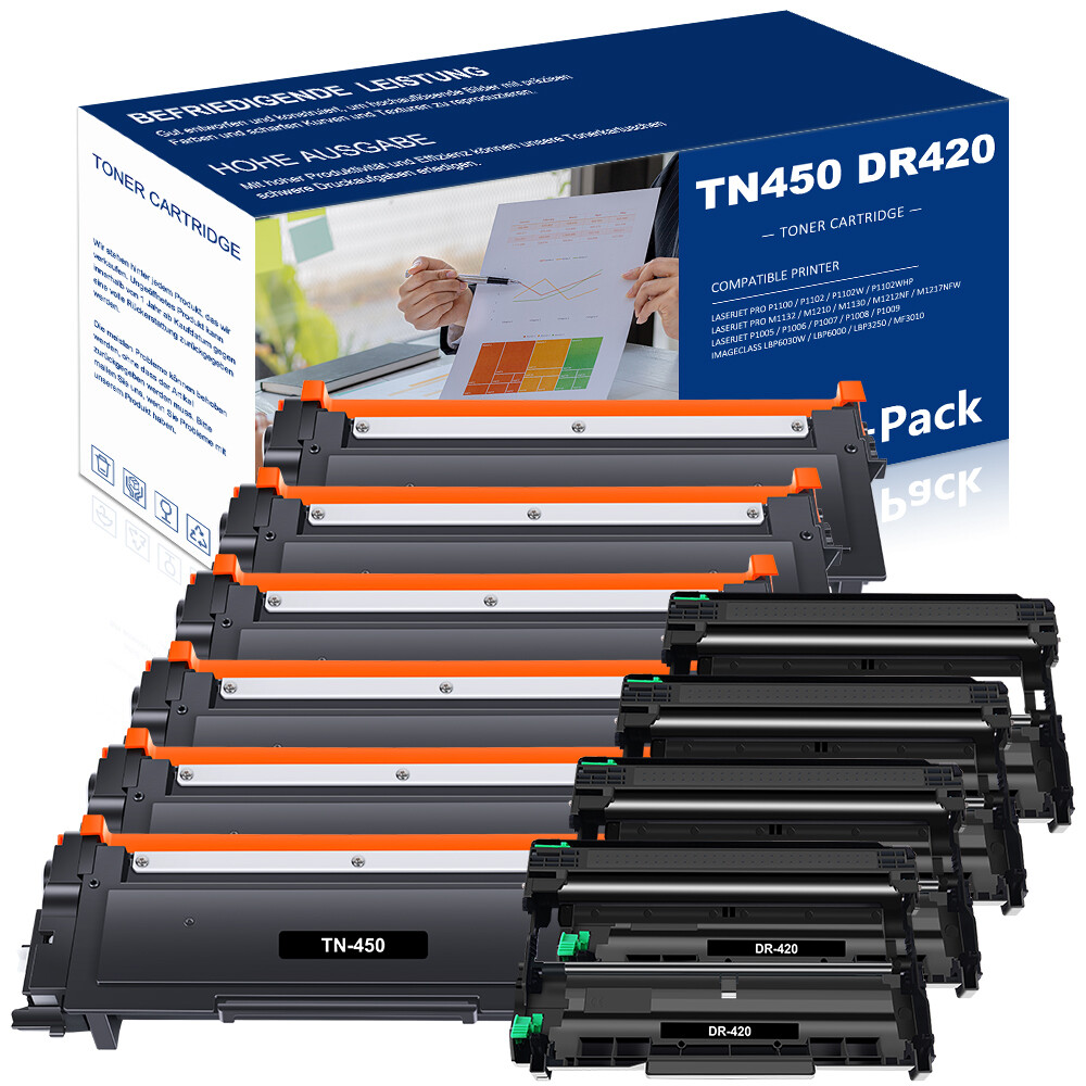 6PK TN450 Toner+4PK DR420 Drum Unit for Brother MFC-7365DN MFC-7460DN MFC-7860DW