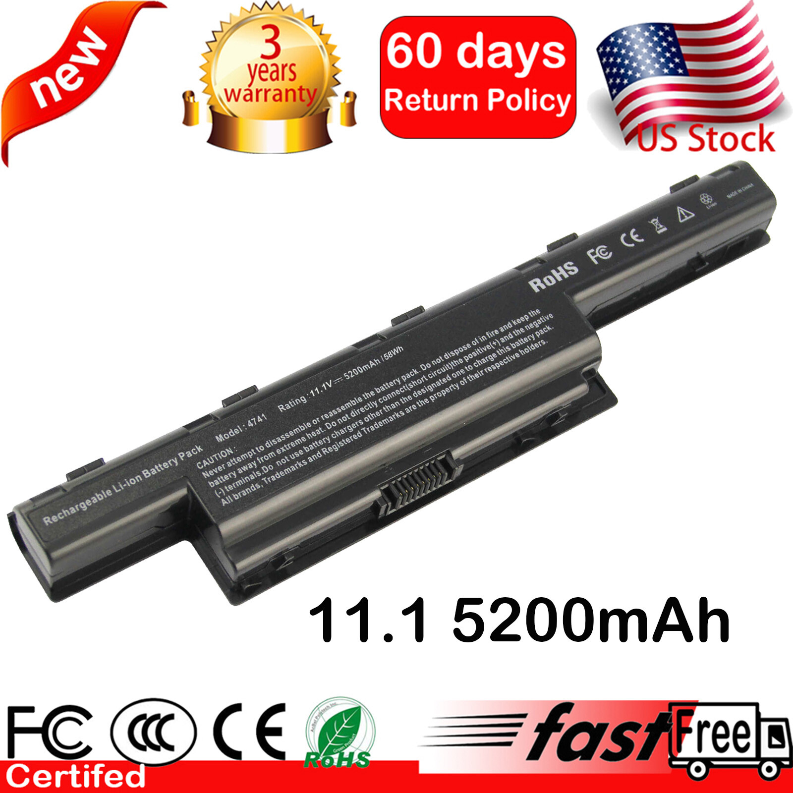 Battery for Acer Gateway NV57H NV55S NV50A NV51B NV75S NV77H NE51B NV76R NV52L