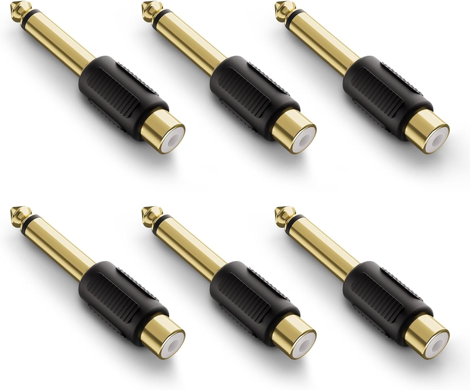6 Pack RCA to 1/4" 6.35mm Mono Audio Adapter Male to Female Connectors