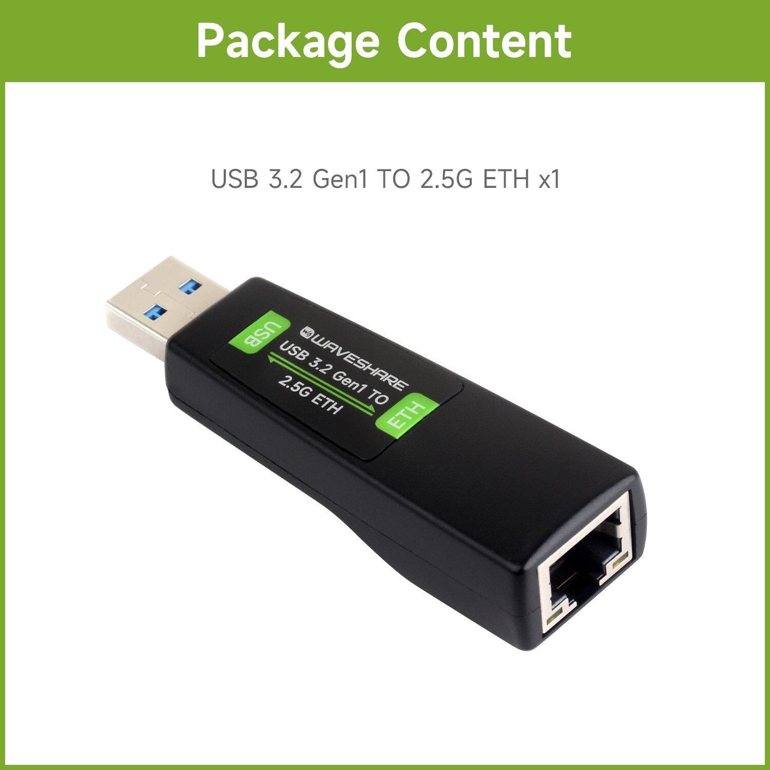 Waveshare USB TO 2.5G Ethernet Port Converter High-Speed Networking Driver-Free