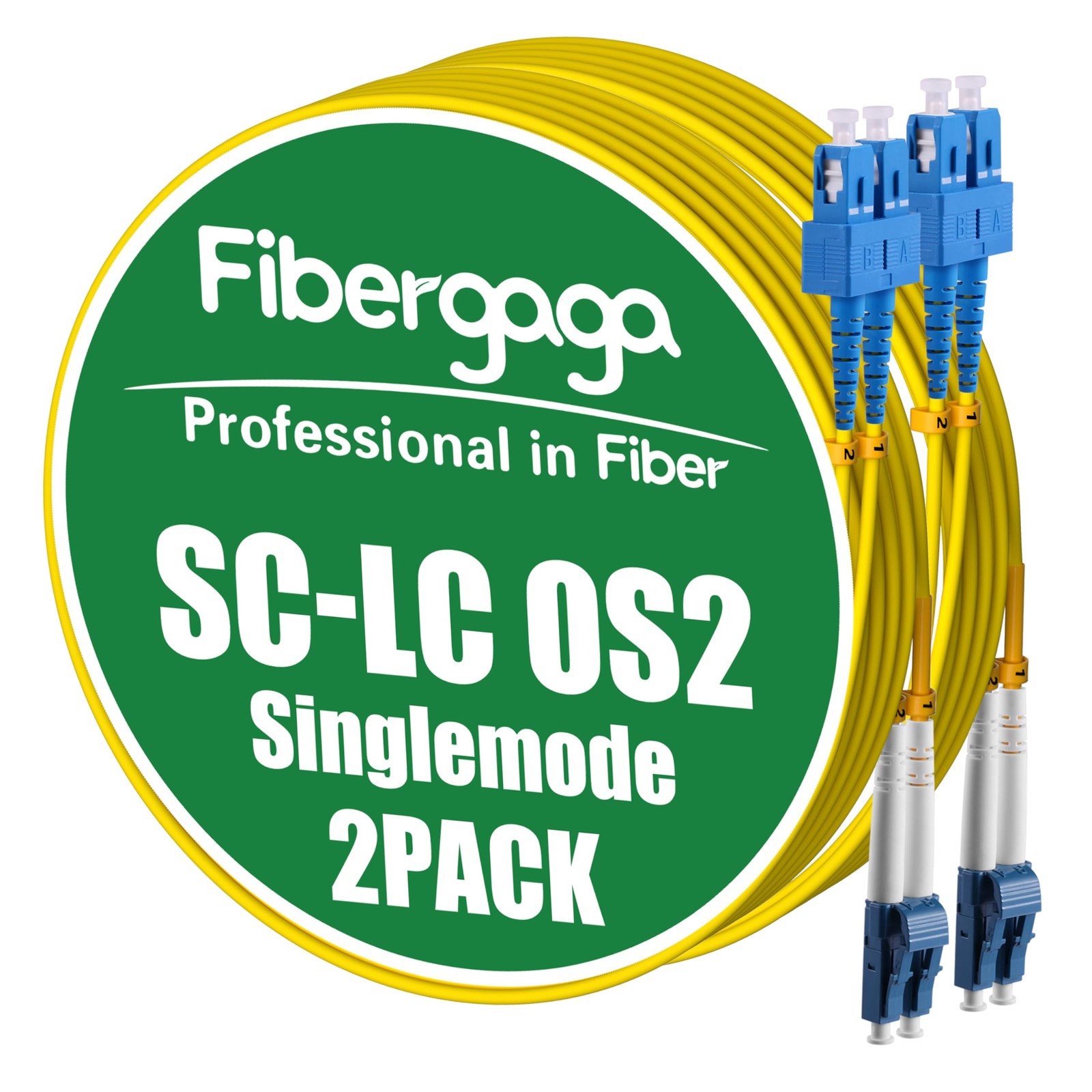 2 PCS OS2 LC SC Fiber Patch Cable SMF Single Mode Duplex 9/125m 15M/50ft