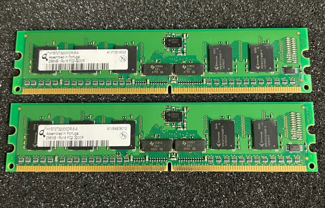 Qimonda 256MB 1Rx16 PC2-3200R (HYS72T32000DR-5-A) Set of Two