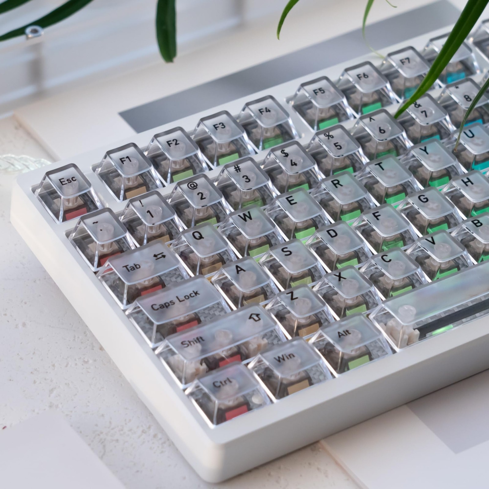 115 PCS Frosted Translucent Keycaps White Crystal Clear For Cherry MX