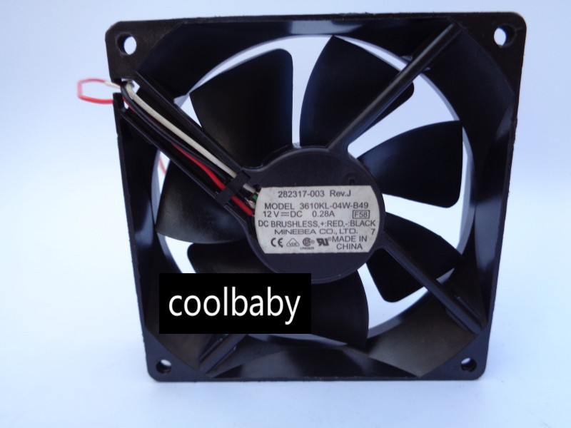  NMB 3610KL-04W-B49  90*90*25mm 12V  0.28A 3wire